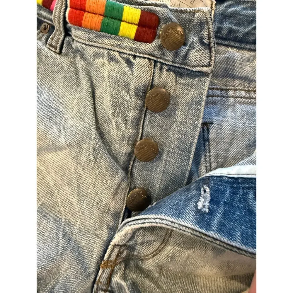 Free People Elliot Denim Short Shorts Yarn Belt Detail 27